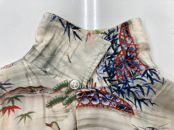 ヴィンテージ vintage 60s 60年代 PENNY'S ペニーズ 和柄 アロハシャツ オープンカラー 開襟 Made in Japan 生成り 半袖シャツ 総柄 マルチカラー Sサイズ 104MT-1832