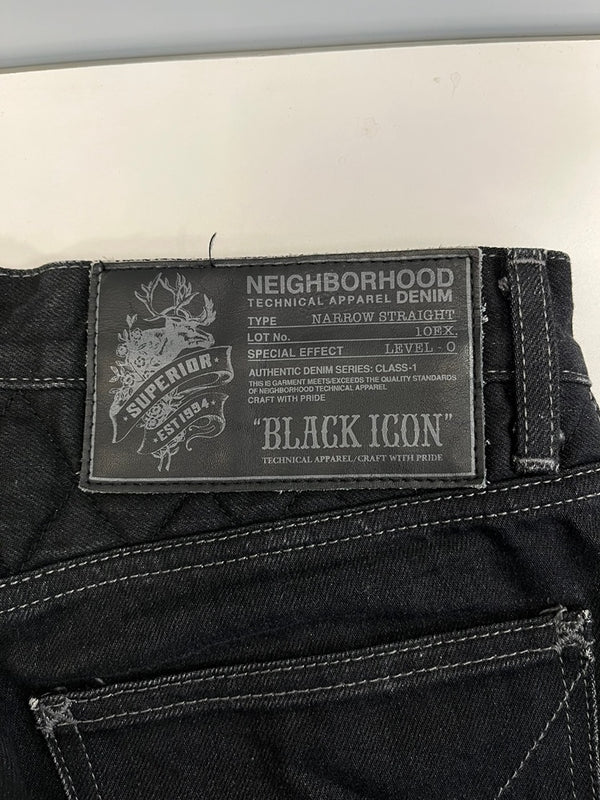 ネイバーフッド NEIGHBORHOOD BLACK ICON NARROW STRAIGHT ナローストレート ブラックデニム ジーンズ デニム ブラック Sサイズ 101MB-581