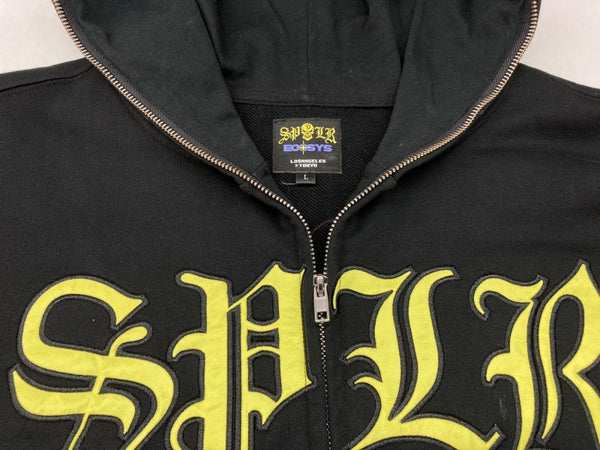 サプライヤー SUPPLIER × ECOSYS エコシス SKULL FULL ZIP HOODIE スカル フルジップ フーディ パーカー 黒 パーカ 刺繍 ブラック Lサイズ 104MT-1587
