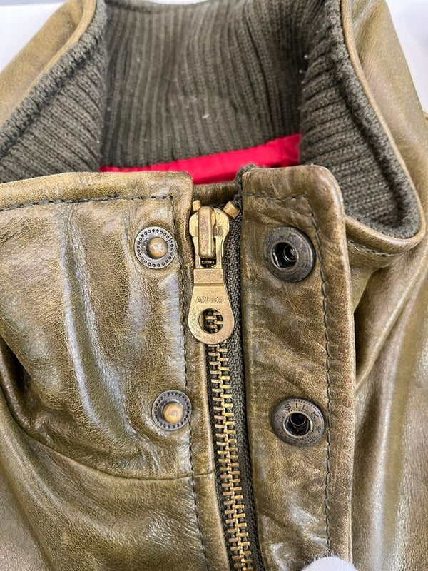 アヴィレックス AVIREX レザー フルジップ フライト ジャケット オリーブ 6181019 XL ジャケット カーキ LLサイズ 101MT-5092