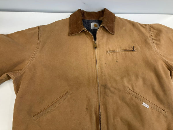 カーハート Carhartt 80's 80年代 100周年 100YEARS デトロイトジャケット ワークジャケット ジップアップ ダック地 裏地ブランケット VINTAGE ヴィンテージ - ジャケット ブラウン 101MT-5326