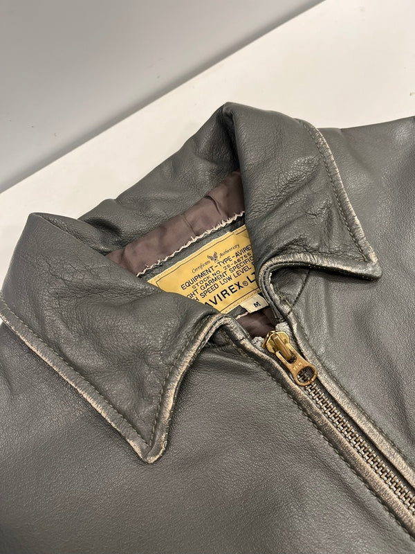 アヴィレックス AVIREX カウハイド 牛革 シングルライダース レザージャケット 6141017 ジャケット グレー Mサイズ 101MT-5116