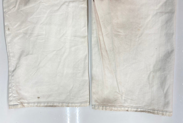 ラルフローレン RalphLauren ペンキデニム ホワイトデニム ドーナツボタン サスペンダーボタン シンチバック  デニム ホワイト サイズ 32/30 104MB-363