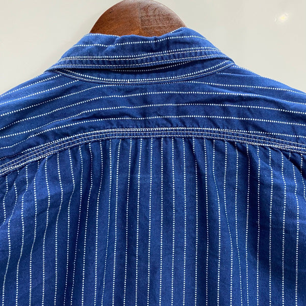 【曜日割引対象外】 リアルマッコイズ The REAL McCOY’S THE DOUBLE DIAMOND ウォバッシュストライプワークシャツ 長袖シャツ ブルー 16サイズ 201MT-4364 VB