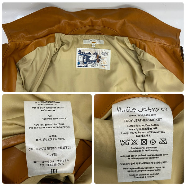 【曜日割引対象外】 ヌーディージーンズ Nudie Jeans Eddy レザージャケット 571615006 ジャケット ブラウン Sサイズ 201MT-3918 VB