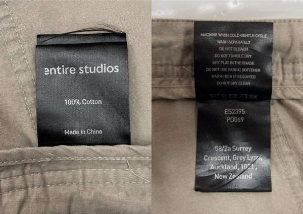 エンタイアスタジオ entire studios FREIGHT CARGO PANTS カーゴ パンツ ジップフライ ワイド ワーク ドロスト 灰 無地 カーゴパンツ グレー Lサイズ 104MB-400