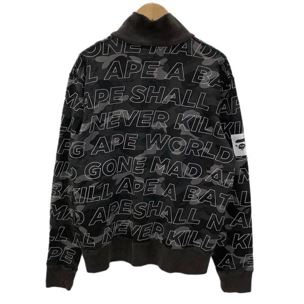 ア ベイシング エイプ A BATHING APE ハーフジップ スウェット ブラック Lサイズ 201MT-4371