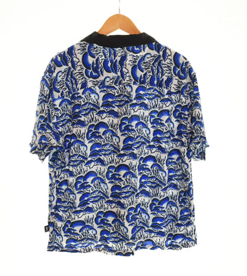ステューシー STUSSY 20SS CORAL PATTERN SHIRT オープンカラー 開襟 レーヨン サンゴ 柄 半袖シャツ ブルー Mサイズ 103MT-2277