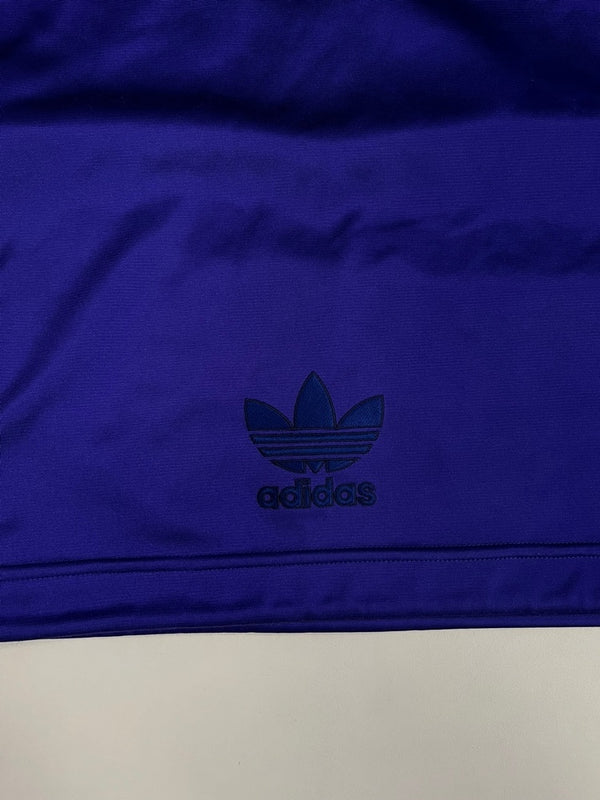 アディダス adidas 90s 90年代 デサント製 トレフォイルビッグロゴ ヴィンテージ vintage プルオーバー モックネック スウェット ブルー Lサイズ 101MT-4518