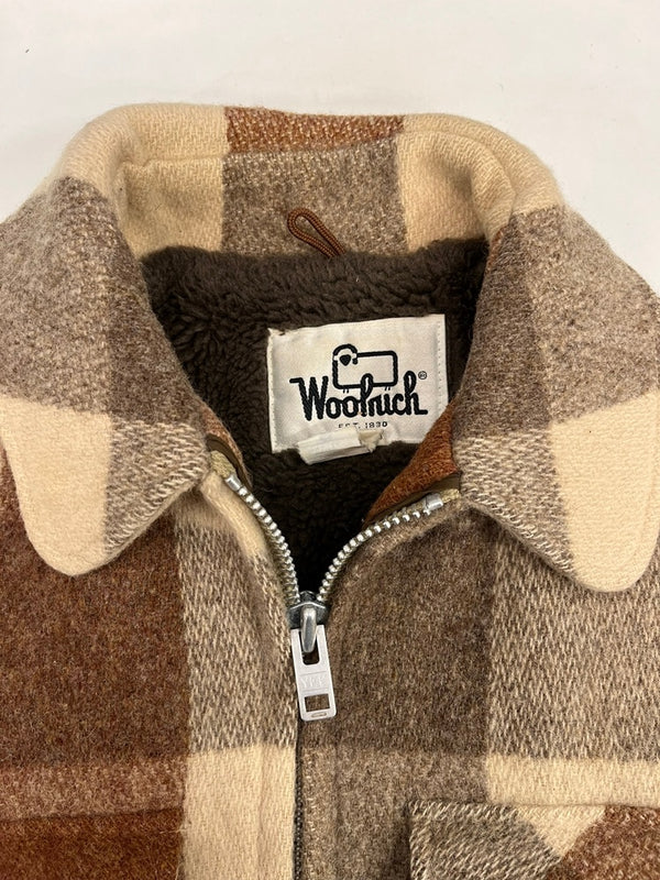 ウールリッチ WOOLRICH 70s 70's USA製 白タグ ウールチェック柄 ジャケット ジップアップ YKKジッパー ヴィンテージ 茶  ジャケット マルチカラー Sサイズ 101MT-5286