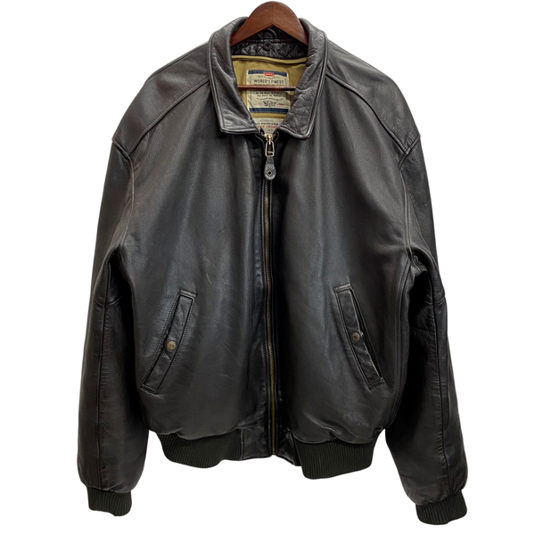 【曜日割引対象外】 リーバイス Levi's 90's 襟ボア付き 韓国製 レザージャケット フライト ジャケット ブラウン XLサイズ 201MT-4883 VB