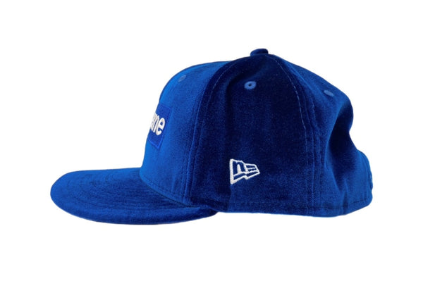 シュプリーム SUPREME 22AW Velour Box Logo New Era ベロア ボックス ロゴ ニューエラ ベースボールキャップ 帽子 青 帽子 メンズ帽子 キャップ 刺繍 ブルー 104H-48