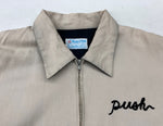 ヒューストン HOUSTON  bowling jacket ボウリング ジャケット 背面ボーリング刺繍 白茶 ジャケット 刺繍 ベージュ Lサイズ 104MT-1345
