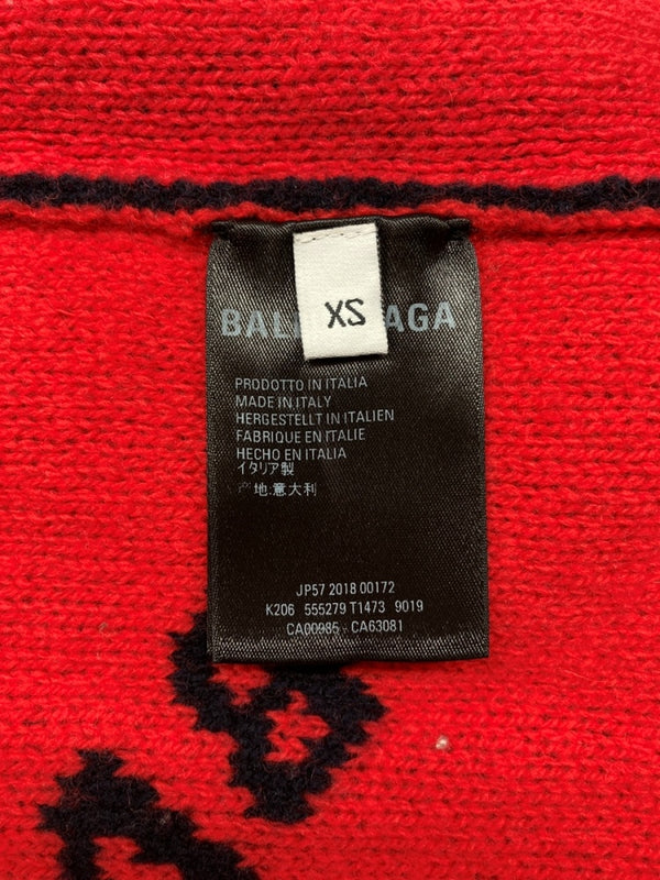 バレンシアガ BALENCIAGA 18SS ALLOVER LOGO CREWNECK KNIT オールオーバー ロゴ ニット ジャガード 紺 555279 セーター 総柄 ネイビー XSサイズ 104MT-634