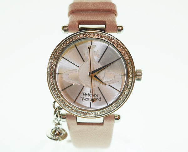 ヴィヴィアン・ウエストウッド Vivienne Westwood オーブチャーム パステル ピンク レザー 腕時計 レディース腕時計103T-54