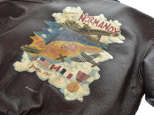 アヴィレックス AVIREX 90s 50周年 A-2 フライトジャケット レザーブルゾン 90's ノルマンディー ジャケット ブラウン SSサイズ 103MT-3107