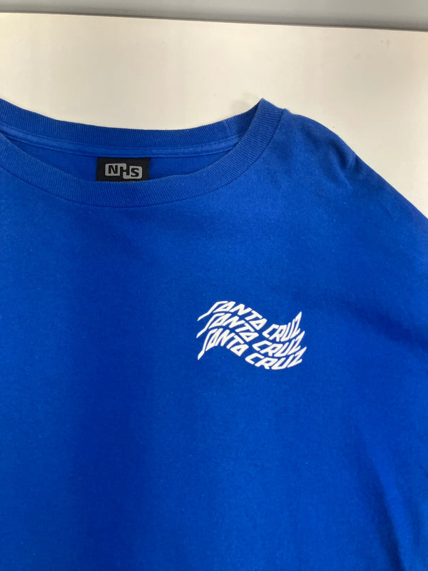 サンタクルーズ SANTA CRUZ 00's NHSボディ スクリーミングハンド ロゴ 袖プリント ロンT  VINTAGE ヴィンテージ ロンT ブルー Lサイズ 101MT-4463