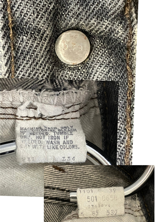 リーバイス Levi's 80's 80年代 501 先染めブラック ボタン裏532刻印 MADE IN USA アメリカ製 VINTAGE ヴィンテージ 501-0668 デニム ブラック W31×L34 101MB-628