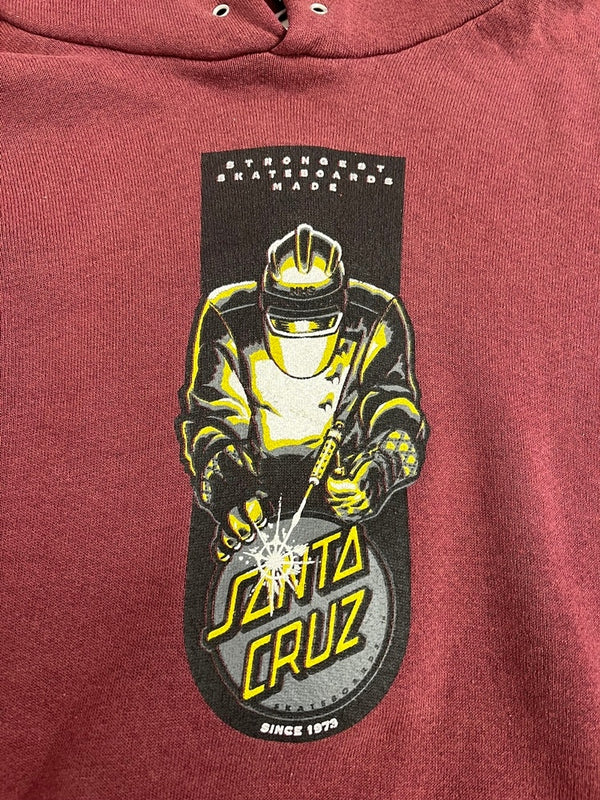 サンタクルーズ SANTA CRUZ 90s～ Vintage ヴィンテージ NHS フーディ パーカー US古着 スケートボード スケボー ストリート パーカ ワインレッド Lサイズ 101MT-4967