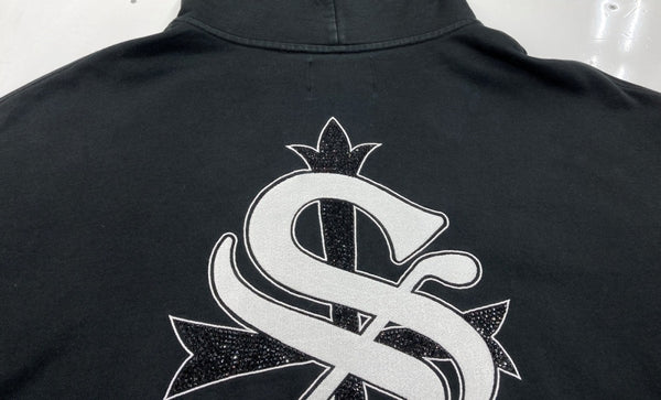 サプライヤー SUPPLIER Boxy Fit Cross Logo Hoodie クロス ロゴ ライトストーン フーディ 黒 パーカ ロゴ ブラック Lサイズ 104MT-2158