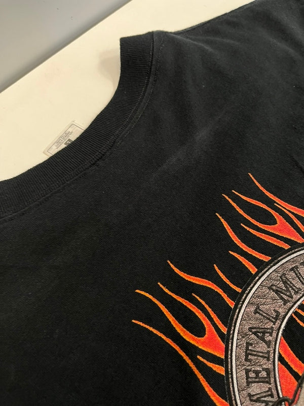 ハーレーダビッドソン Harley-Davidson 00's 00s Street Vibrations 2000 ストリートバイブレーション メタル ミュージック 炎 プリント 黒 バイカー Tシャツ ブラック Lサイズ 101MT-4531