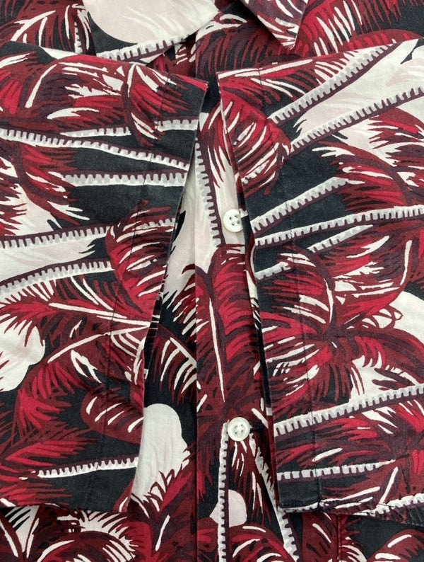 クーティー COOTIE Palm Tree Open-Neck S/S Shirt パーム ツリー オープン ネック シャツ アロハシャツ 半袖 白 赤 黒 半袖シャツ 総柄 ブラック Lサイズ 104MT-1158