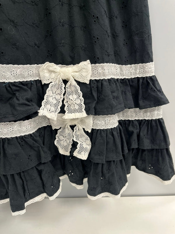 アンジェリックプリティ Angelic Pretty ロリイタ 黒 白 アイレットレース スカラップレース フリル リボン 0-030142-008 ワンピース ブラック 101LT-143