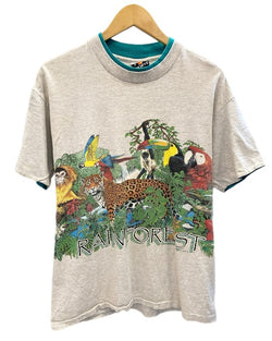 US US古着 アニマルプリント Mサイズ Vintage ヴィンテージ 裾シングル Tシャツ グレー 101MT-2762