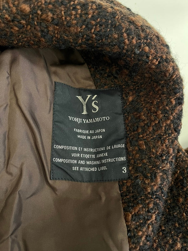 ワイズ Y's ウールコート ツイードコート  YS-J05-119 コート ブラウン サイズ3 101LT-204