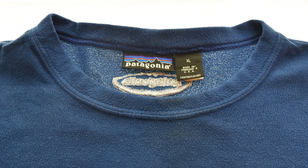 パタゴニア PATAGONIA 00's micro D-luxe crew USA製  マイクロ Dラックス プルオーバー フリース シンチラ スウェット ブルー LLサイズ 103MT-3407
