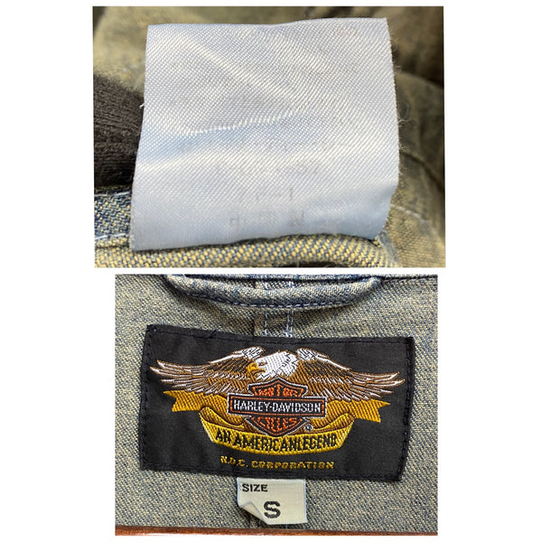 【曜日割引対象外】 ハーレーダビットソン HARLEY-DAVIDSON デニム ワッペン つなぎ・オーバーオール ブルー Sサイズ 201MB-1194 VB