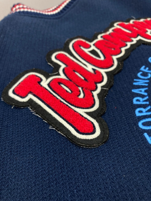 テッドマン TEDMAN STADIUM JACKET スタジアム ジャケット スタジャン バーシティ デビル 袖革 刺繍 アウター 紺 TDJ-15000 サイズ 44 ジャケット 総柄 ネイビー 104MT-1765