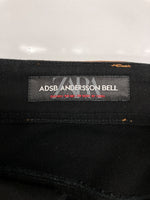 ザラ ZARA × ADSB ANDERSSON BELL アンダーソン ベル STUDS RELAX FIT PANTS スタッズ付き リラックス フィット パンツ ジップフライ 黒 総柄 デニム ブラック サイズ 34 104MB-332
