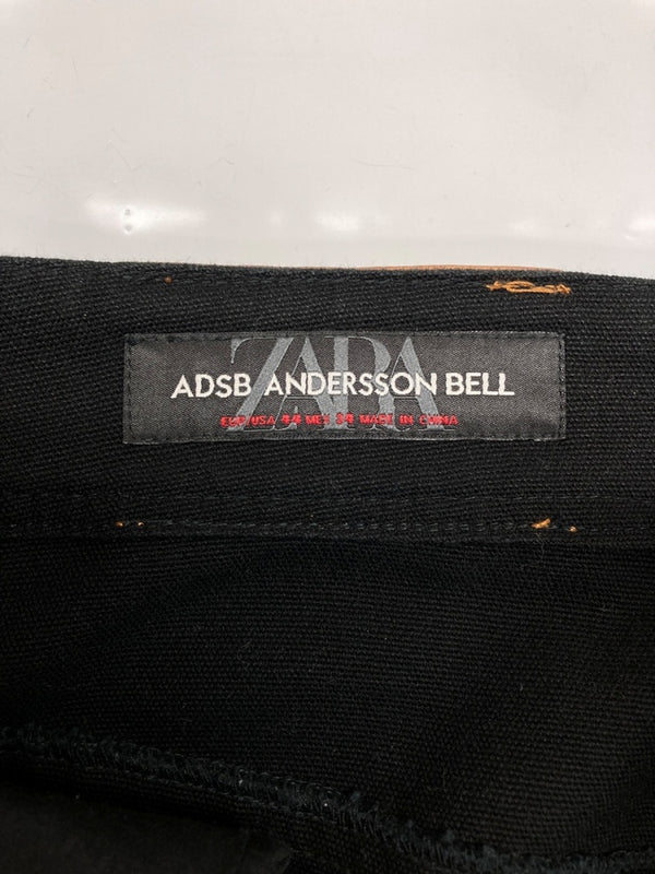 ザラ ZARA × ADSB ANDERSSON BELL アンダーソン ベル STUDS RELAX FIT PANTS スタッズ付き リラックス フィット パンツ ジップフライ 黒 総柄 デニム ブラック サイズ 34 104MB-332