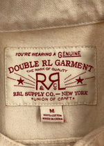 ダブルアールエル RRL DENIM WORK JACKET デニム ワーク ジャケット 錆 リペア加工 Gジャン Ralph Lauren 薄茶 ジャケット 無地 ベージュ Mサイズ 104MT-1378