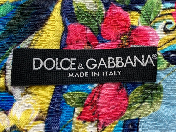 ドルチェ&ガッバーナ Dolce&Gabbana ミニスカート 風車 Aライン タイト 花柄 ふくれ織り ジャカード イタリア製 レーヨン コットン シルク混 SIZE36 F4T30T スカート 総柄 マルチカラー 104LB-33