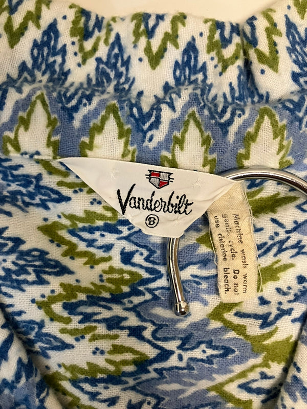 ヴィンテージ vintage 60's 60年代 Vanderbilt オープンカラー 開襟 ボックス プリントネル フランネル 総柄 パジャマシャツ - 長袖シャツ ブルー フリーサイズ 101MT-3700