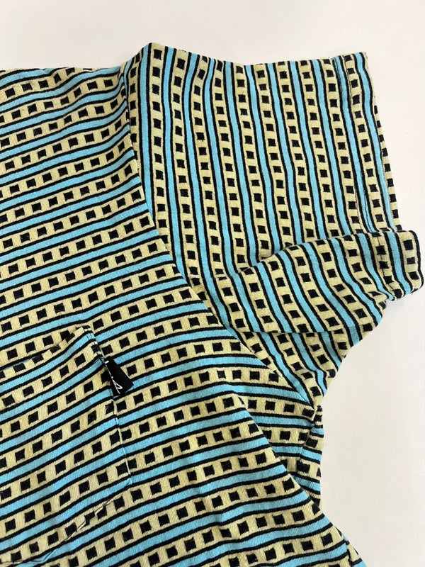 ステューシー STUSSY 80s 80's 初期 黒タグ OLD STUSSY ジャガード ボーダー ポケットTシャツ USA製 オールド VINTAGE ヴィンテージ 裏原 Tシャツ マルチカラー Lサイズ 101MT-5053