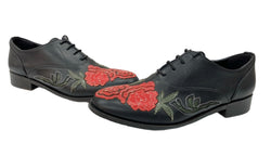 ワイズ Y's 18SS ローズ刺繍 レザー プレーントゥ シューズ 革靴 ドレス レースアップ 薔薇 バラ ROSE BLACK 黒 YW-E09-706 レディース靴 その他 ブラック SIZE5 104S-732