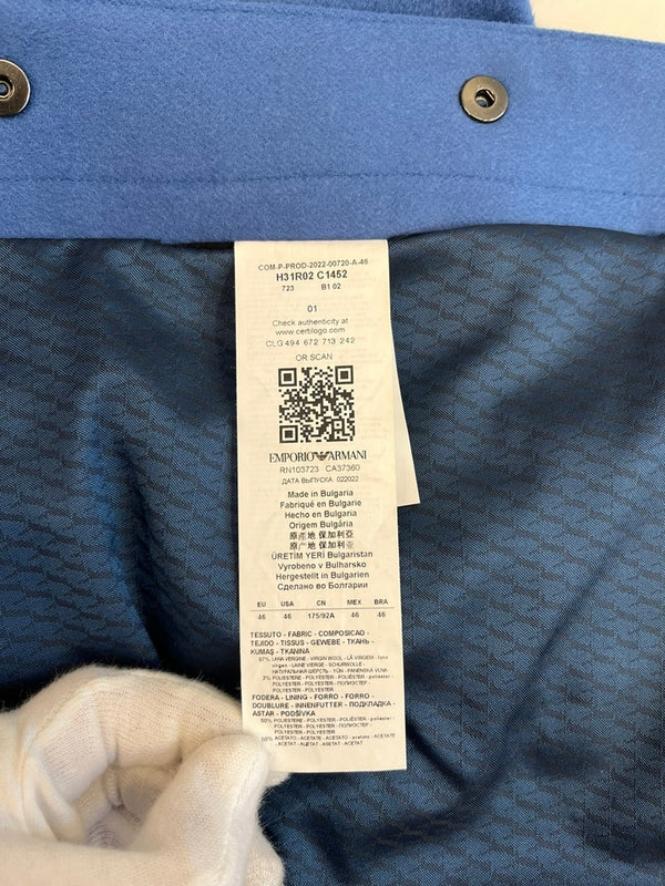 エンポリオ・アルマーニ EMPORIO ARMANI ブラッシュドウール混フェルト ジャケット 青 H31R02 C1452 EU46 コート ブルー 101MT-5012