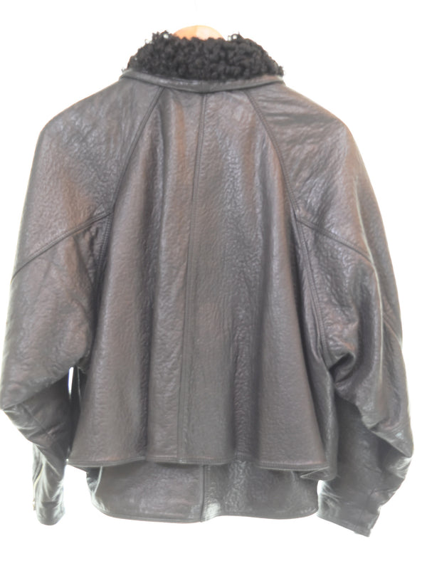 ヴェルサーチ VERSACE 80's シアリングカラー レザージャケット ジャケット ブラック 103MT-3508