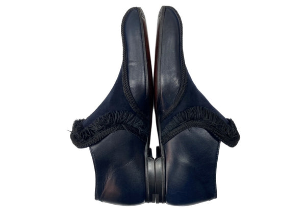 ボッテガヴェネタ BOTTEGA VENETA DRESS SHOES ドレス シューズ フリンジ スエード スリッポン 紺 メンズ靴 ローファー ネイビー サイズ 40 104S-1004