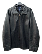 ギャップ GAP 90s LEATHER JACKET レザー ジャケット ジップアップ OLDGAP オールドギャップ アウター 黒 ジャケット 無地 ブラック Lサイズ 104MT-2106