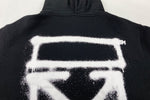 オフホワイト OFF-WHITE Spray Print zip Hoodie スプレー ロゴ プリント ジップアップ フーディ 黒 OMBE001S21FLE002 パーカ ロゴ ブラック Sサイズ 104MT-2231