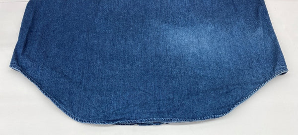 ダブルアールエル RRL 三ツ星タグ DENIM SHIRT デニム ステンカラー フロントボタン メタルボタン ヴィンテージ VINTAGE ラルフローレン RALPH LAUREN フィリピン製 INDIGO インディゴ BLUE 青 長袖シャツ 無地 ブルー Mサイズ 104MT-1954