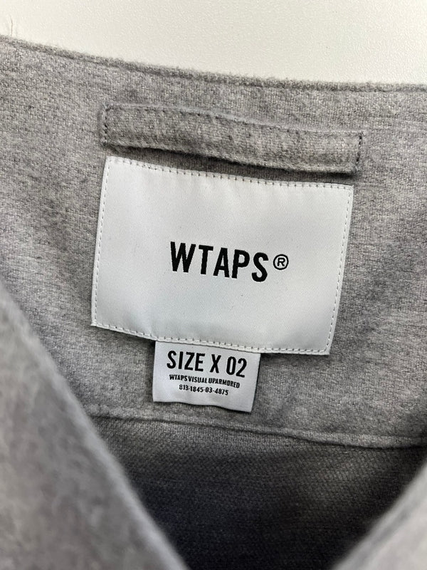 ダブルタップス WTAPS LEAGUE SS COTTON FLANNEL ロゴ刺繍 ベースボール プルオーバー シャツ  221TQDT-SHM06 サイズ2 半袖シャツ グレー 101MT-4465