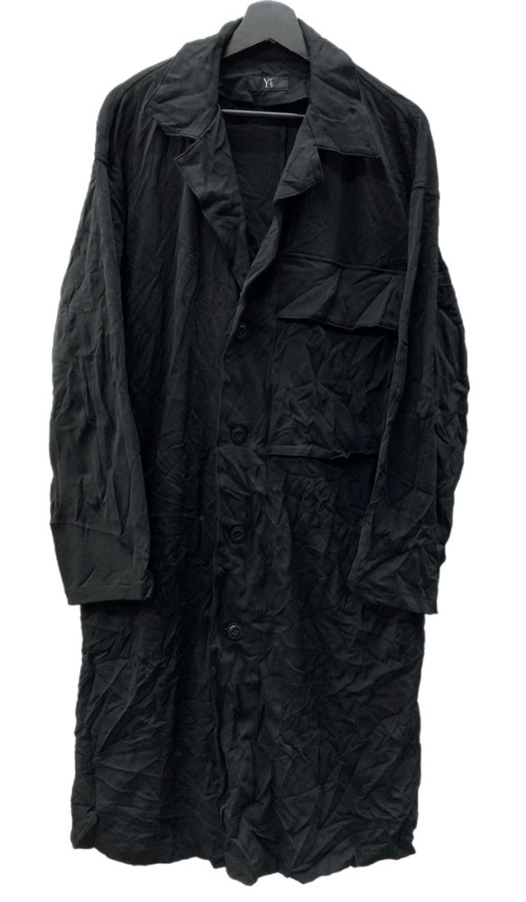 ワイズ Y's Wrinkled Stretch Poly Smooth Coat リンクルド ストレッチ ポリ スムース デザイン ライトアウター BLACK 黒 YN-T03-570 コート 無地 ブラック SIZE2 104LT-98
