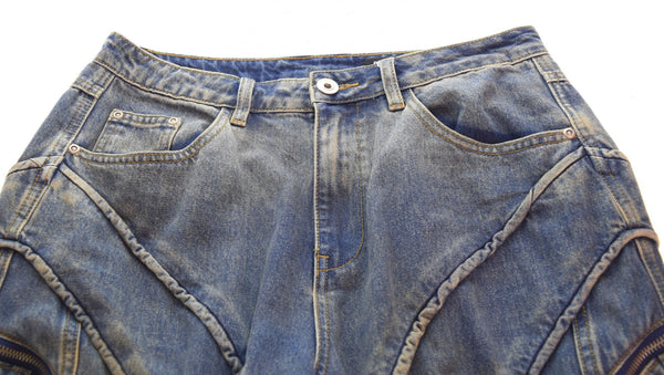 パーソンソール PERSON SOUL 23AW ウォッシンググラデーションデニム ジーンズ ギミック Y2K テック系 デニム ブルー LLサイズ 103MB-448