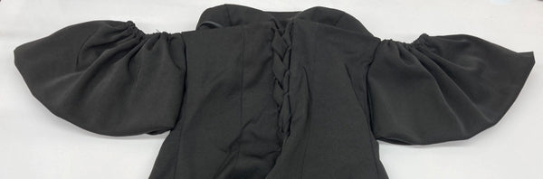 ドレスプロダクション DRESS PRODUCTION ウェディングドレス オフショルダー Aライン レースアップ 編み上げデザイン フリル 結婚式 前撮り 二次会 BLACK 黒 ワンピース ブラック 104LT-195