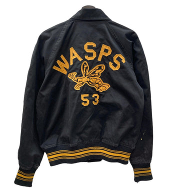 ヴィンテージ vintage 50's 50年代 HOLT'S Wowza Wasps レターマン ジャケット コットンサテン ナンバリング 蜂 黒 黄色 サイズ 38 ジャケット 刺繍 ブラック 104MT-979